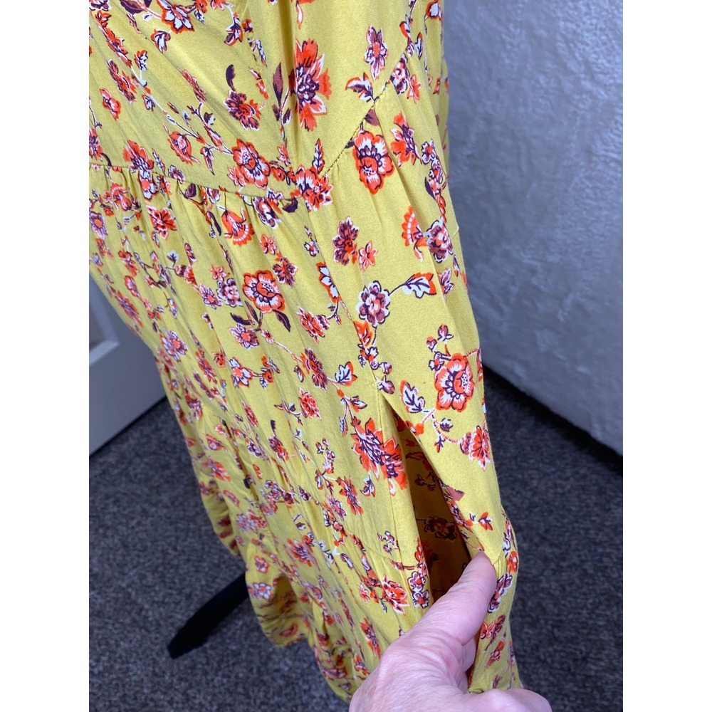 Old Navy Floral Yellow Tiered Summer Dress With Pockets Cottagecore Boho Size XL - Picture 3 of 7